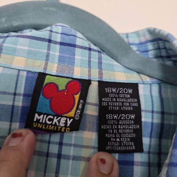 Disney Vintage Mickey Unlimited Sleeveless Collared Button Up Top Womsns 18/20W - Picture 6 of 8